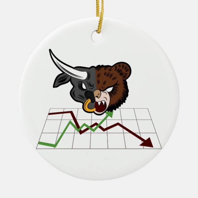Bull Bear Battle Stock Market Ceramic Ornament (Front)
