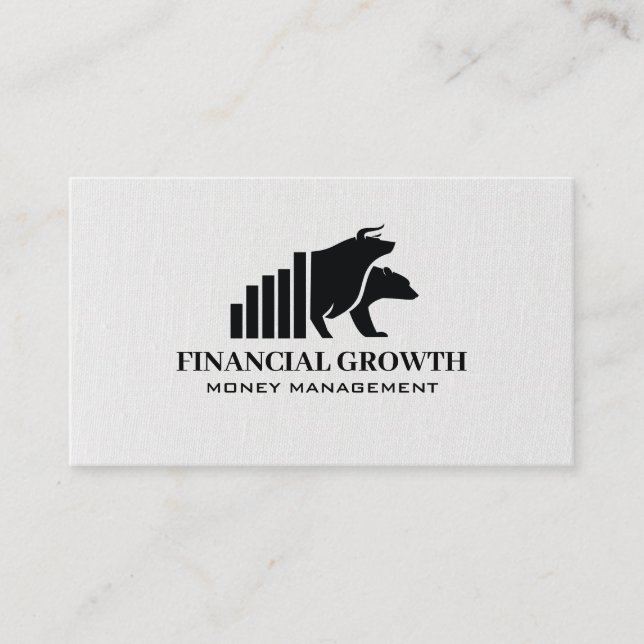 Bull Bear Logo | Bar Graph | Financial Business Card (Front)