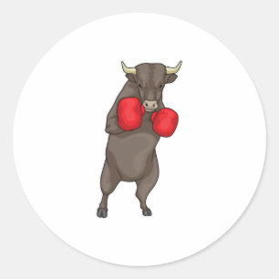 Bull Boxer Boxing gloves Classic Round Sticker