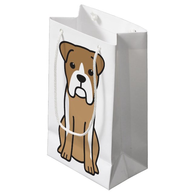 Bull Boxer Dog Cartoon Small Gift Bag (Front Angled)