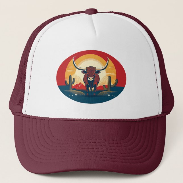 BULL BY THE HORNS TRUCKER TRUCKER HAT (Front)