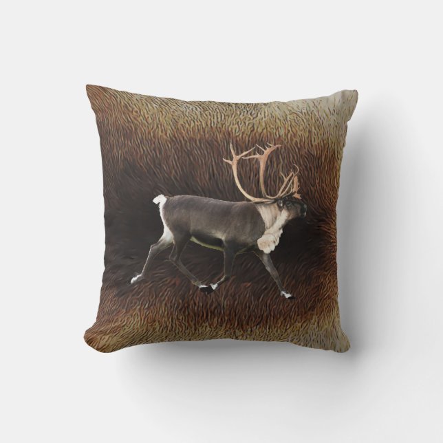 Bull Caribou (Reindeer) Cushion (Front)