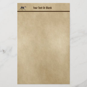 Bull Caribou (Reindeer) On Old Paper