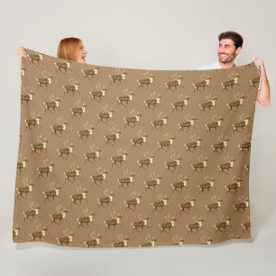 Bull Caribou - Sepia Fleece Blanket