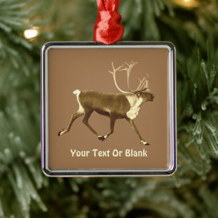 Bull Caribou - Sepia Metal Ornament