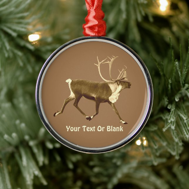 Bull Caribou - Sepia Metal Tree Decoration (Tree)