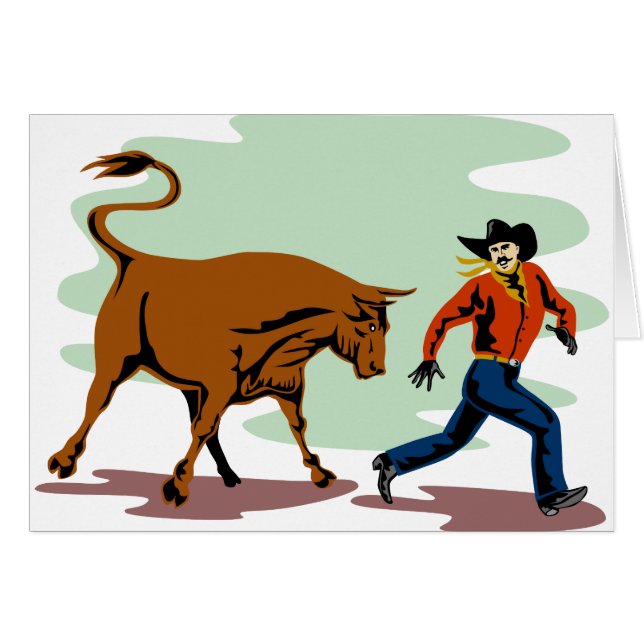 bull chasing rodeo cowboy (Front Horizontal)