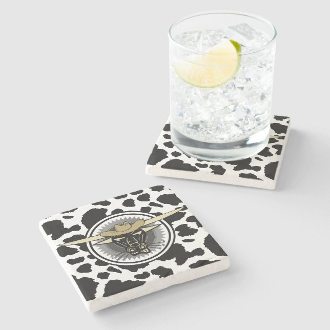 Bull Cow Print Stone Coaster (Side)