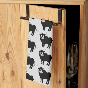 Bull Design Any Colour Background Tea Towel