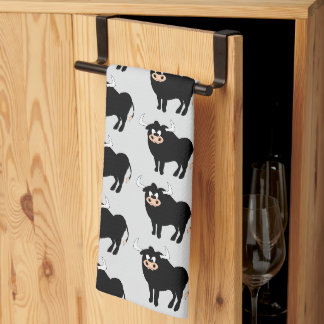 Bull Design Any Colour Background Tea Towel