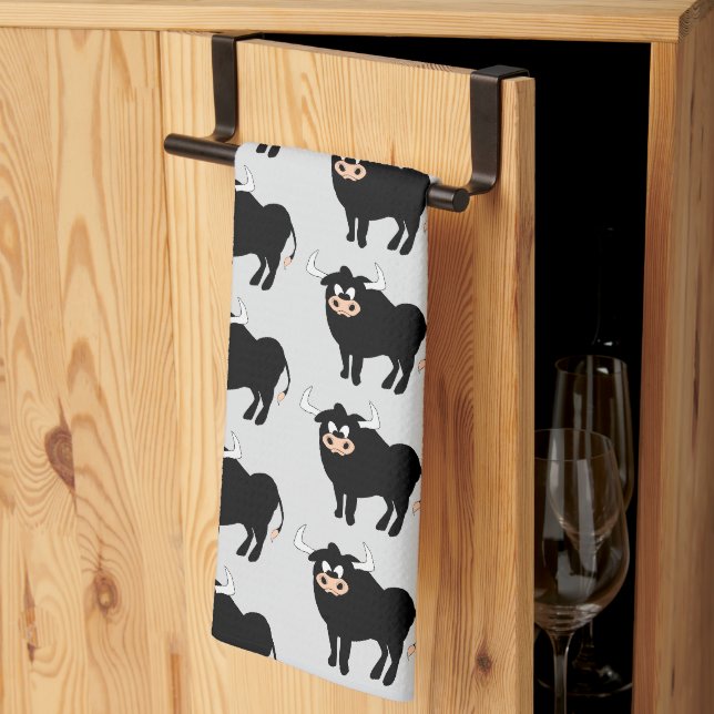 Bull Design Any Colour Background Tea Towel (Thirds Fold)