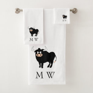 Bull Design Monogrammed Bath Towel Set
