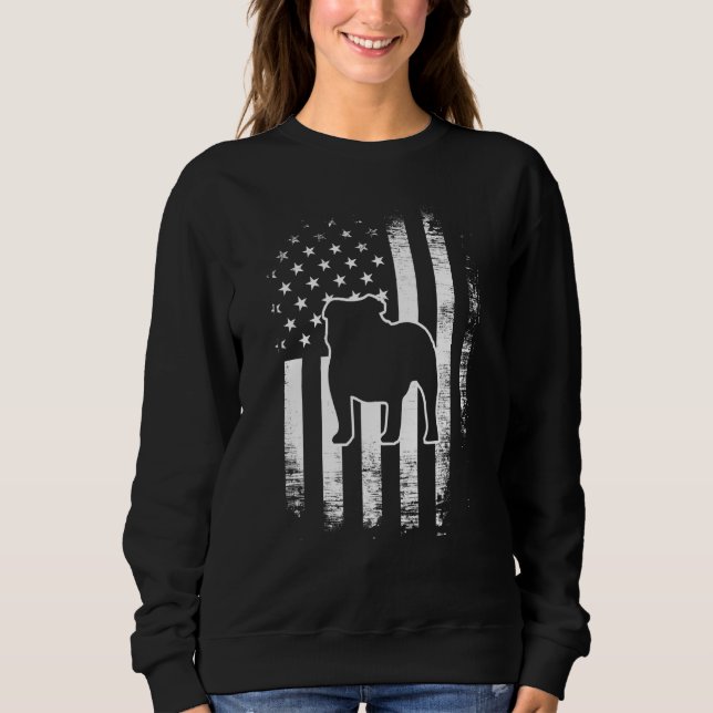 Bull Dog 4th Of July United State Of America Flag Sweatshirt (Front)