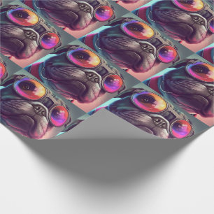 BULL DOG ART COOL BIRTHDAY  WRAPPING PAPER