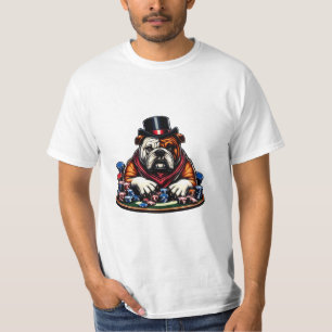 bull dog playing poker gambling casino art T-Shirt