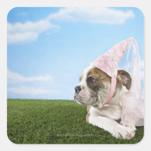 Bull Dog puppy princess Square Sticker