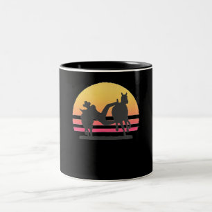 Bull Dogging Steer Wrestling Lover Costume Gift Two-Tone Coffee Mug