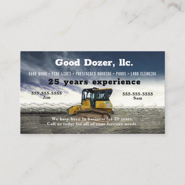 Bull Dozer Business Card (Front)