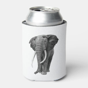Bull elephant - Drawing in pencil Can Cooler