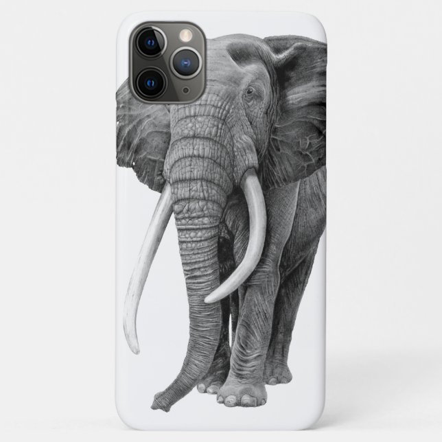 Bull elephant - Drawing in pencil Case-Mate iPhone Case (Back)
