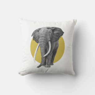 Bull elephant - Drawing in pencil on gold Cushion