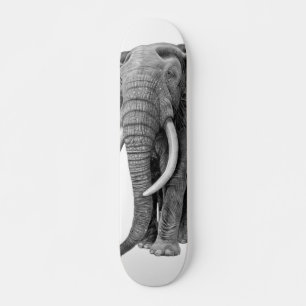 Bull elephant - Drawing in pencil Skateboard
