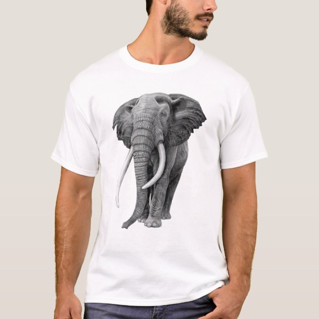 Bull elephant - Drawing in pencil T-Shirt (Front)