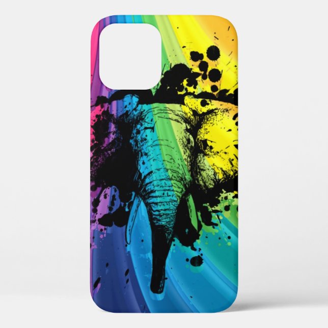 Bull Elephant Over Swirly Rainbow Case-Mate iPhone Case (Back)