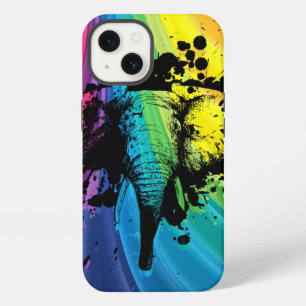 Bull Elephant Over Swirly Rainbow iPhone 13 Case