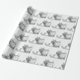 Bull Elk and Fox Wrapping Paper