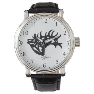 Bull Elk Black Silhouette Watch