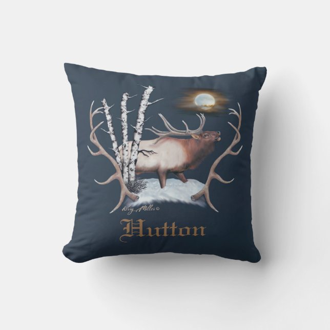 Bull Elk Bugling Cushion (Front)