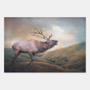 Bull Elk Bugling Wildlife Decoupage Paper