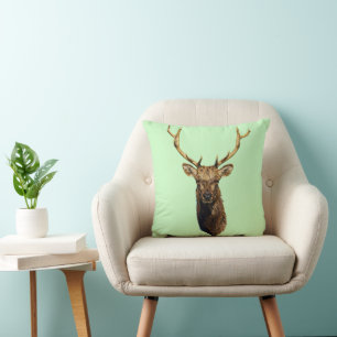 Bull Elk Head animal nature wildlife art Cushion