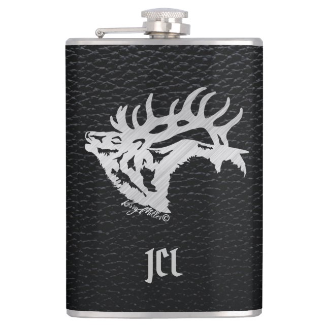 Bull Elk Hip Flask (Front)