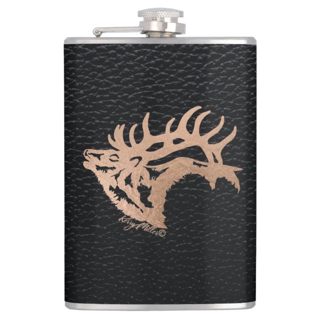 Bull Elk Hip Flask (Front)