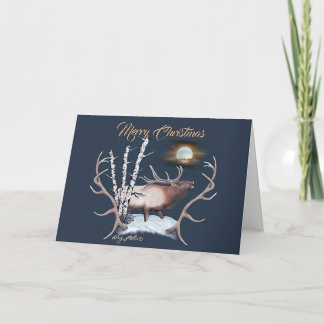 Bull Elk Holiday Card (Front)