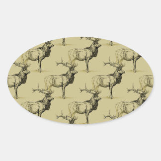 Bull Elk Hunters Wildlife Big Game Hunting Antlers Oval Sticker