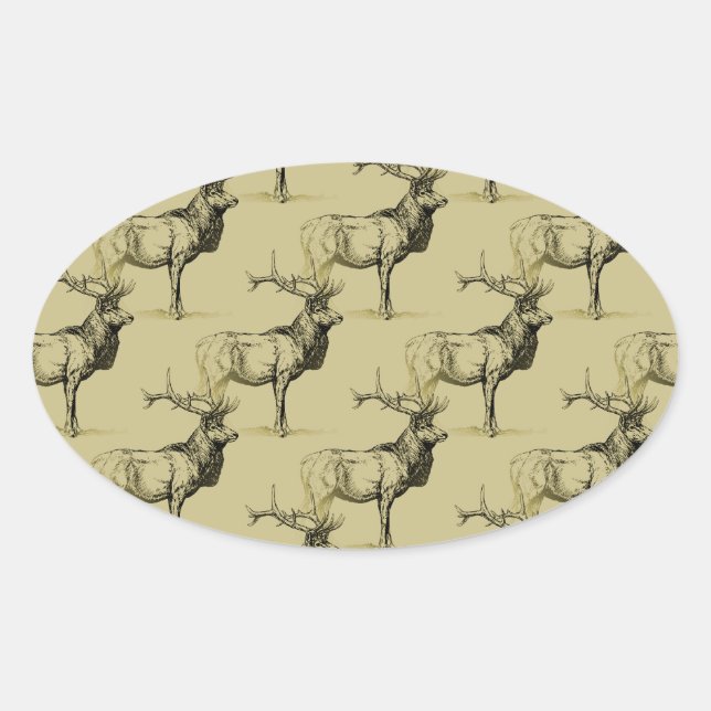 Bull Elk Hunters Wildlife Big Game Hunting Antlers Oval Sticker (Front)