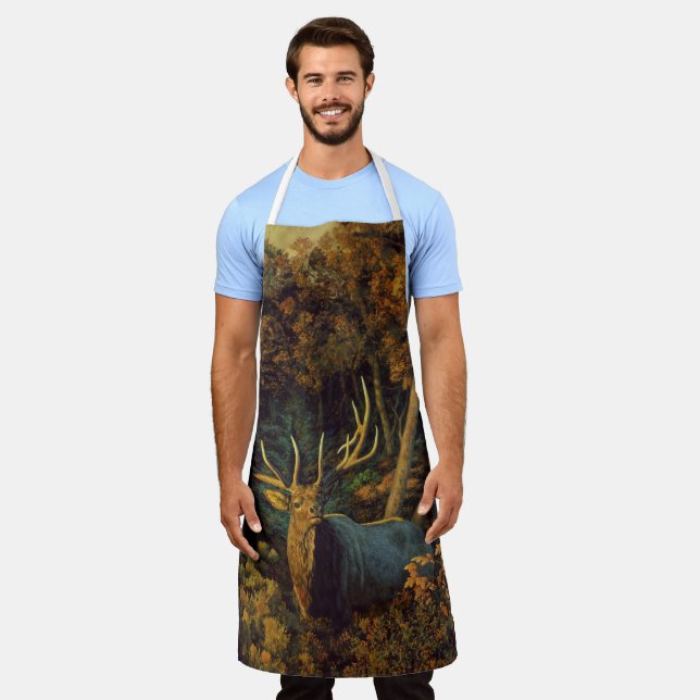 Bull Elk in Autumn Forest Apron (Worn)