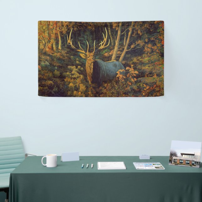 Bull Elk in Autumn Forest Banner (Tradeshow)