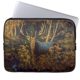Bull Elk in Autumn Forest Laptop Sleeve