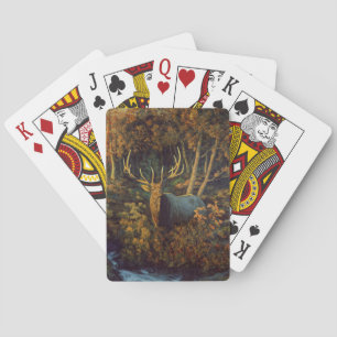 Bull Elk in Autumn Forest Playing Cards