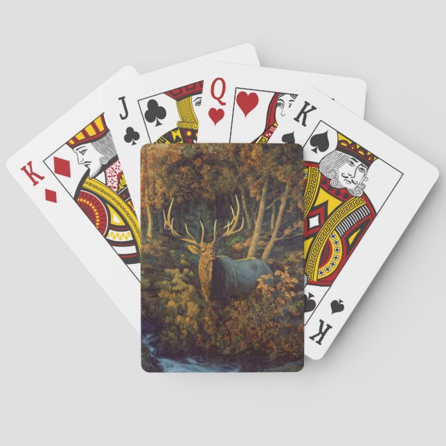 Bull Elk in Autumn Forest Playing Cards (Back)