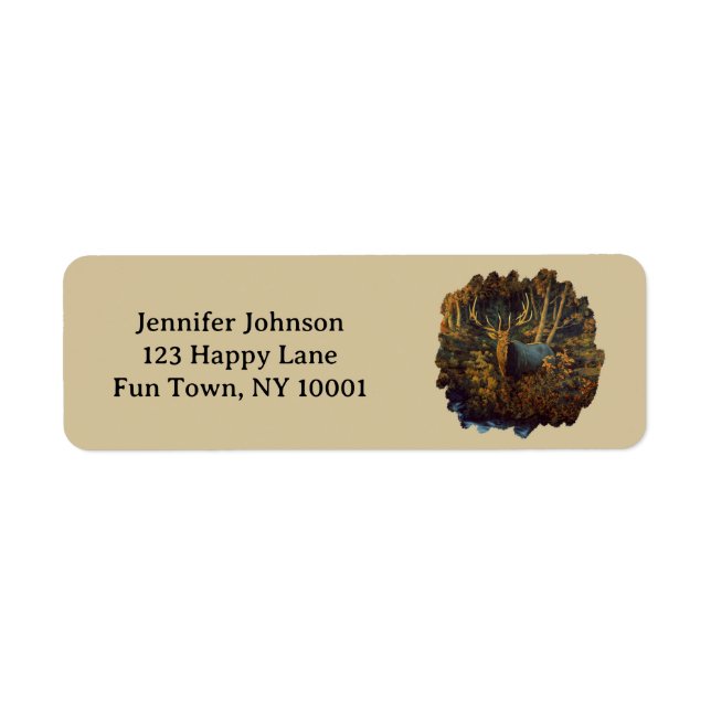 Bull Elk in Autumn Forest Return Address Label (Front)