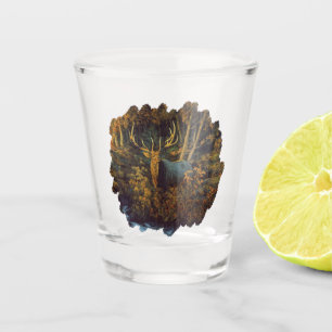 Bull Elk in Autumn Forest Shot Glass
