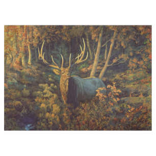 Bull Elk in Autumn Forest Tablecloth