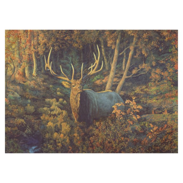 Bull Elk in Autumn Forest Tablecloth (Front (Horizontal))