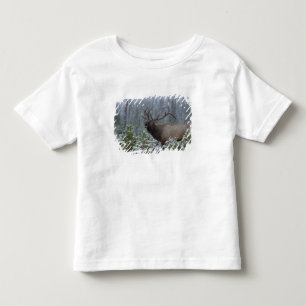 Bull Elk in snow calling, bugling, Yellowstone Toddler T-Shirt