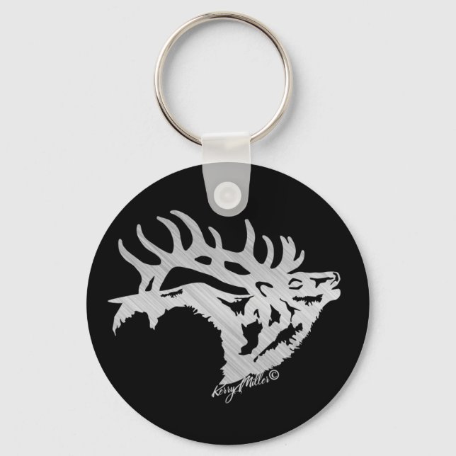 Bull Elk Keychain (Front)